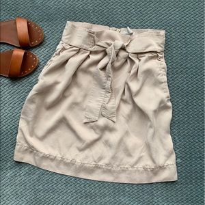 H&M Khaki Tie Waist Knot Mini Skirt